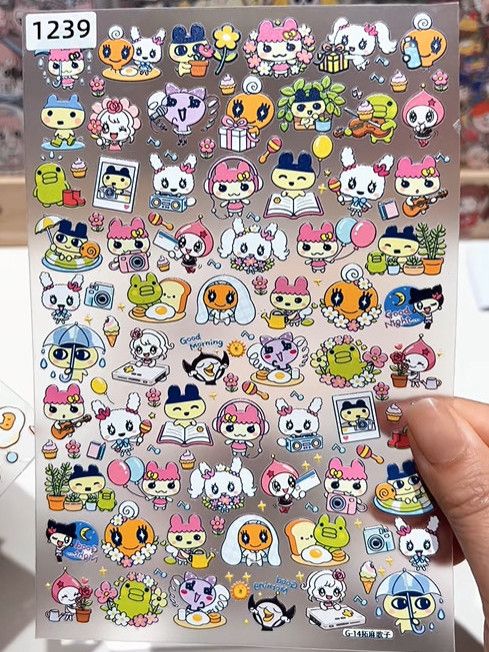 Bandai Model Tamagotchi - Nieuwe geëmbosseerde Tamagotchi waterdichte stickers, schattige